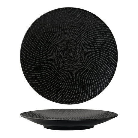 Round Plate - Coupe, 275mm, Black Swirl from Luzerne. made out of Ceramic and sold in boxes of 4. Hospitality quality at wholesale price with The Flying Fork! 