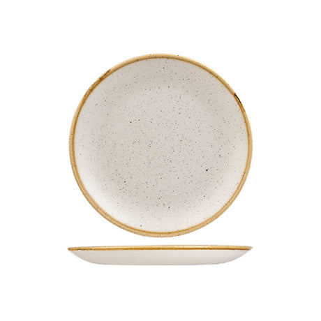 Round Plate - 165mm, Barley White, Stonecast from Churchill. Vitrified, made out of Porcelain and sold in boxes of 6. Hospitality quality at wholesale price with The Flying Fork! 