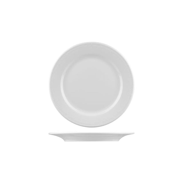 White round plate on white background