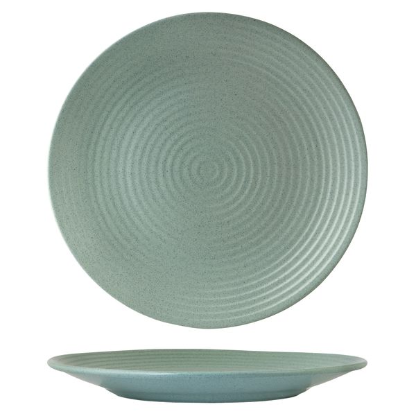 Round Plate - Ribbed, 310mm, Zuma Mint from Zuma. Matt Finish, made out of Ceramic and sold in boxes of 3. Hospitality quality at wholesale price with The Flying Fork! 
