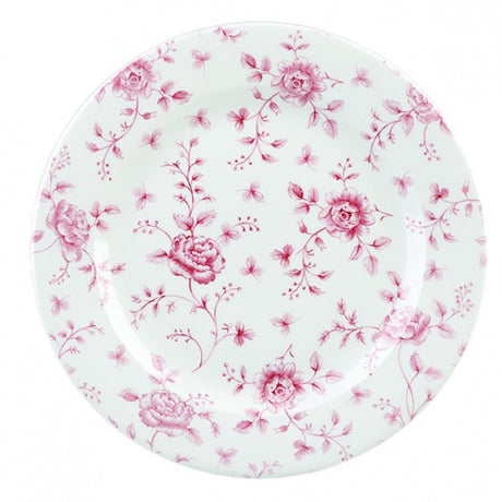 Round Plate - Rose Chintz, Cranberry, 305mm from Churchill. Patterned, made out of Porcelain and sold in boxes of 6. Hospitality quality at wholesale price with The Flying Fork! 