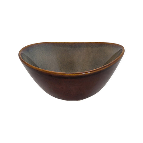Rustic coloured ceramic oval bowl on a white background 