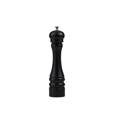 A tall Black Salt-Pepper Grinder made out of sustainable wood presented on a white background