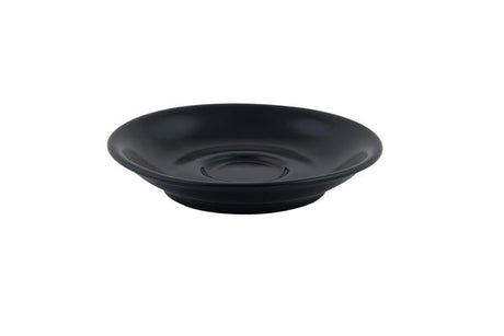 Black coffee / tea cup saucer on white background