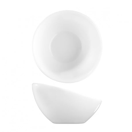 Slanted Bowl - 38 x 63mm-28ml from Art de Cuisine. Slanted, made out of Porcelain and sold in boxes of 6. Hospitality quality at wholesale price with The Flying Fork! 