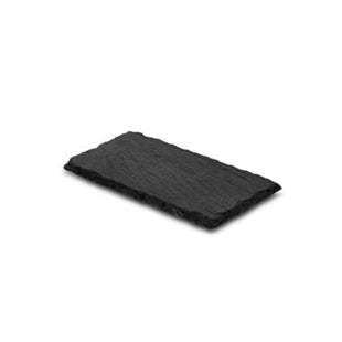 Black small rectangular Slate Platter on white background