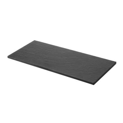 Black rectangular Slate Platter on white background