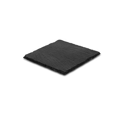 Black slate food serving platter on white background