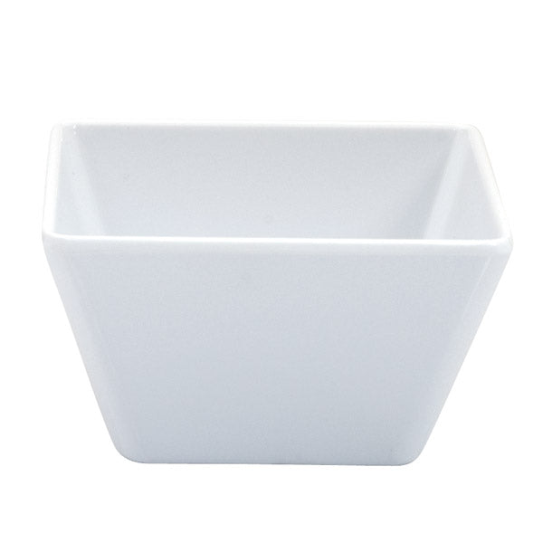 Square Bowl - White, 130 x 130 x 70mm from Ryner Melamine. Sold in boxes of 6. Hospitality quality at wholesale price with The Flying Fork! 