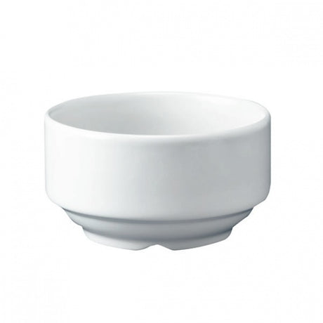 Stackable Consomme Bowl - 115mm-400ml from Churchill. Stackable, made out of Porcelain and sold in boxes of 24. Hospitality quality at wholesale price with The Flying Fork! 