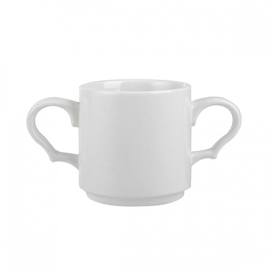 Stacking Mug - Double Handled, 285ml from Art de Cuisine. made out of Porcelain and sold in boxes of 12. Hospitality quality at wholesale price with The Flying Fork! 