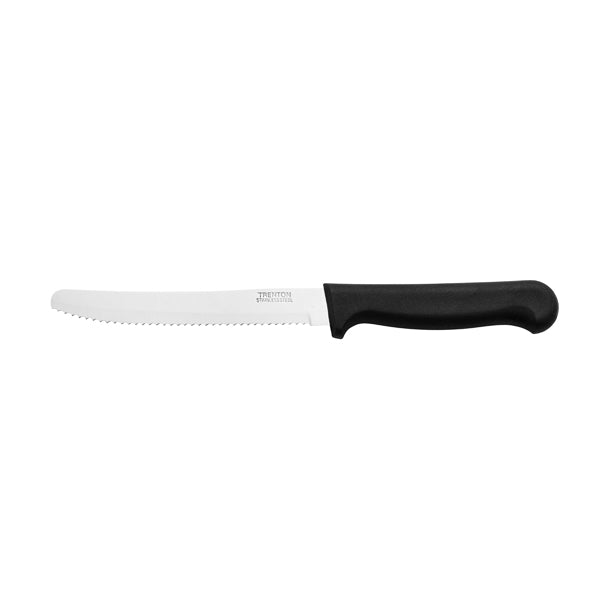 Steak Knife Round Tip - Black Handle, 223mm from Basics. Sold in boxes of 12. Hospitality quality at wholesale price with The Flying Fork! 