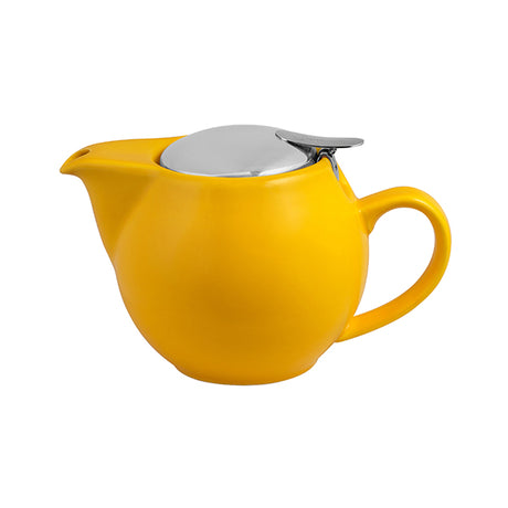 Yellow teapot on white background