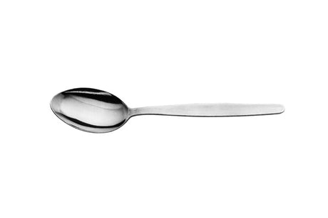 A small stainless steel Teaspoon on a white background