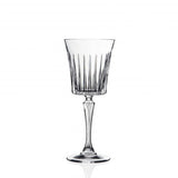Slotted white wine glass on white background