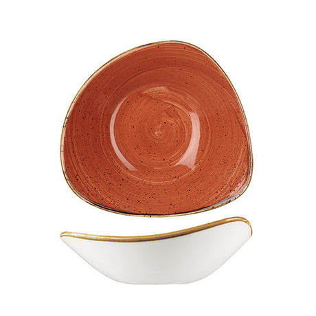 Triangular Bowl - 600mL, Spiced Orange, Stonecast from Churchill. Vitrified, made out of Porcelain and sold in boxes of 6. Hospitality quality at wholesale price with The Flying Fork! 