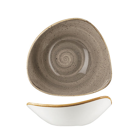 Triangular Bowl - 600ml, Peppercorn grey, Stonecast from Churchill. Vitrified, made out of Porcelain and sold in boxes of 6. Hospitality quality at wholesale price with The Flying Fork! 
