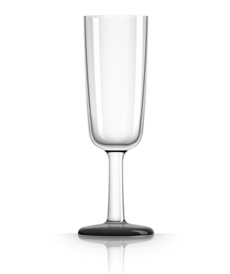 Unbreakable Flute Glass with Black Base 180ml from Palm Products. made out of Tritan - BPA Free and sold in boxes of 4. Hospitality quality at wholesale price with The Flying Fork! 
