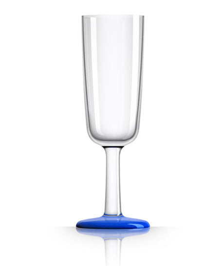 Unbreakable Flute Glass with Navy Blue Base 180ml from Palm Products. made out of Tritan - BPA Free and sold in boxes of 4. Hospitality quality at wholesale price with The Flying Fork! 