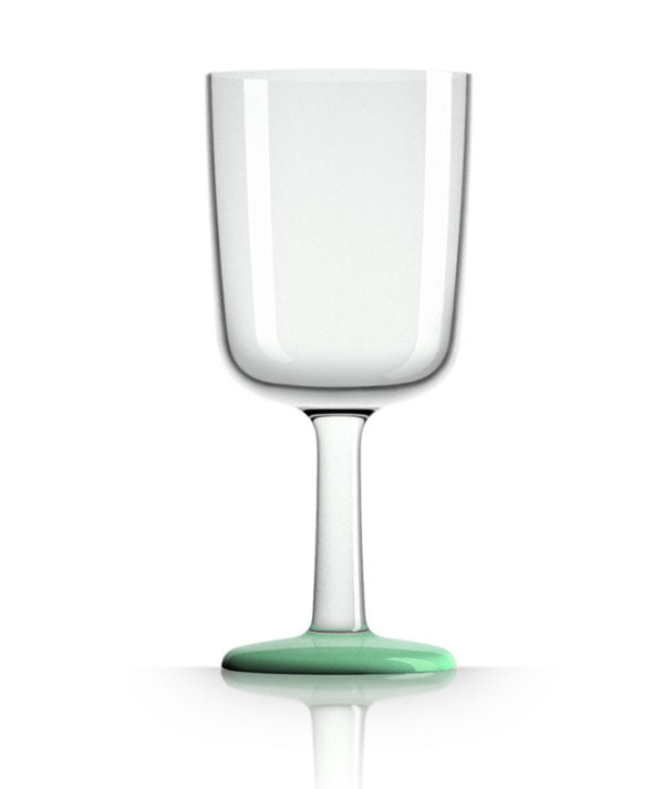 Unbreakable Wine Glass with Green Glow in the Dark Base 300ml from Palm Products. made out of Tritan - BPA Free and sold in boxes of 4. Hospitality quality at wholesale price with The Flying Fork! 