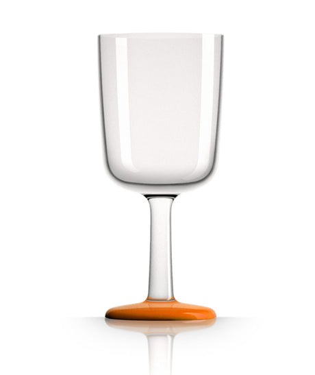 Unbreakable Wine Glass with Orange Base 300ml from Palm Products. made out of Tritan - BPA Free and sold in boxes of 4. Hospitality quality at wholesale price with The Flying Fork! 