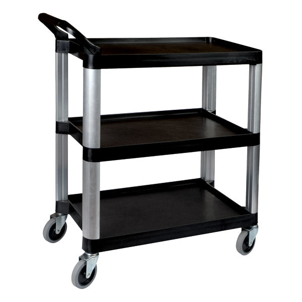 Utility Trolley - 3 Shelf, Black, 800 x 380 x 880mm from Sunnex. Sold in boxes of 1. Hospitality quality at wholesale price with The Flying Fork! 