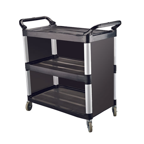 Utility Trolley - 3 Shelf, Black, 845 x 430 x 950mm from Cater-Rax. Sold in boxes of 1. Hospitality quality at wholesale price with The Flying Fork! 