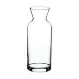 Clear one litre wine carafe on white background