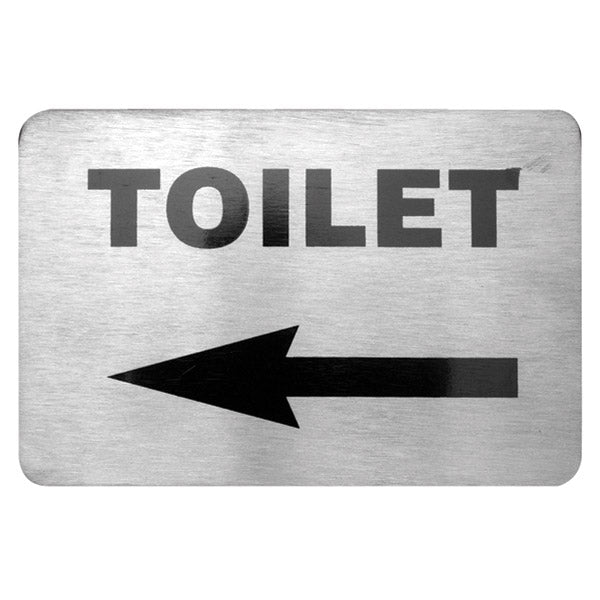 Toilet Wall Sign - Left Arrow, 120 x 80mm from TheFlyingFork. Sold in boxes of 1. Hospitality quality at wholesale price with The Flying Fork! 