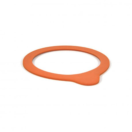 Orange rubber seal for condiment jars on white background